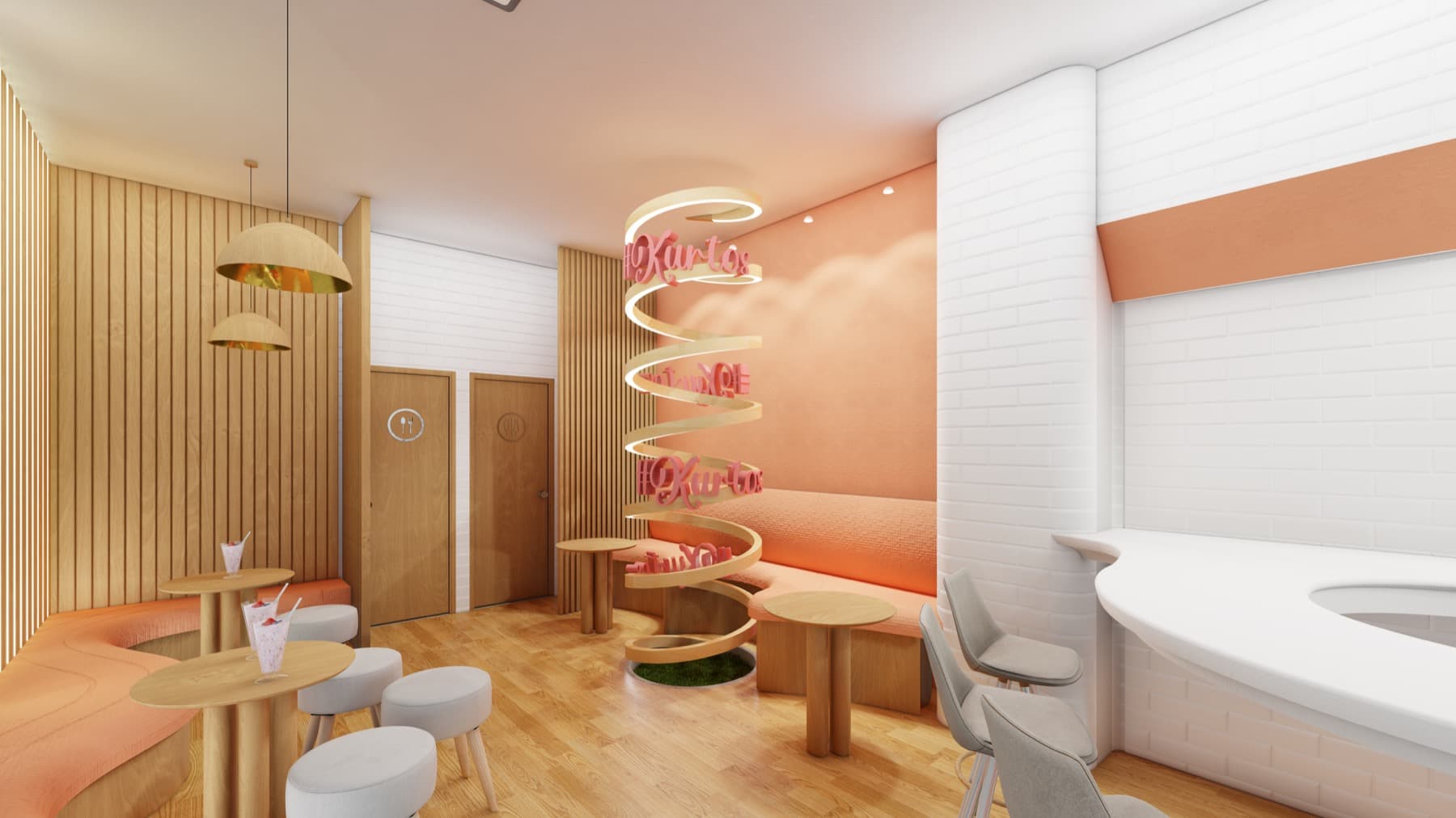 #Kurtos café counter render with back kitchen edge and front customer zone.