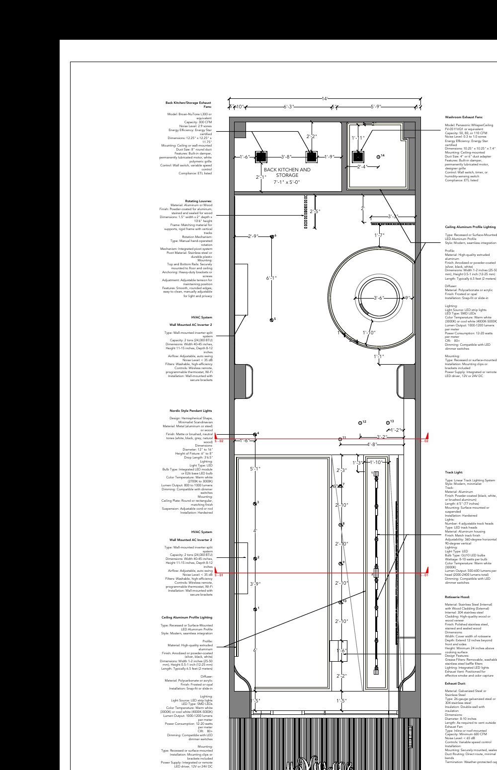Cropped Kurtos ceiling plan showing pendant lights, track lights, ceiling bands and fixture locations.